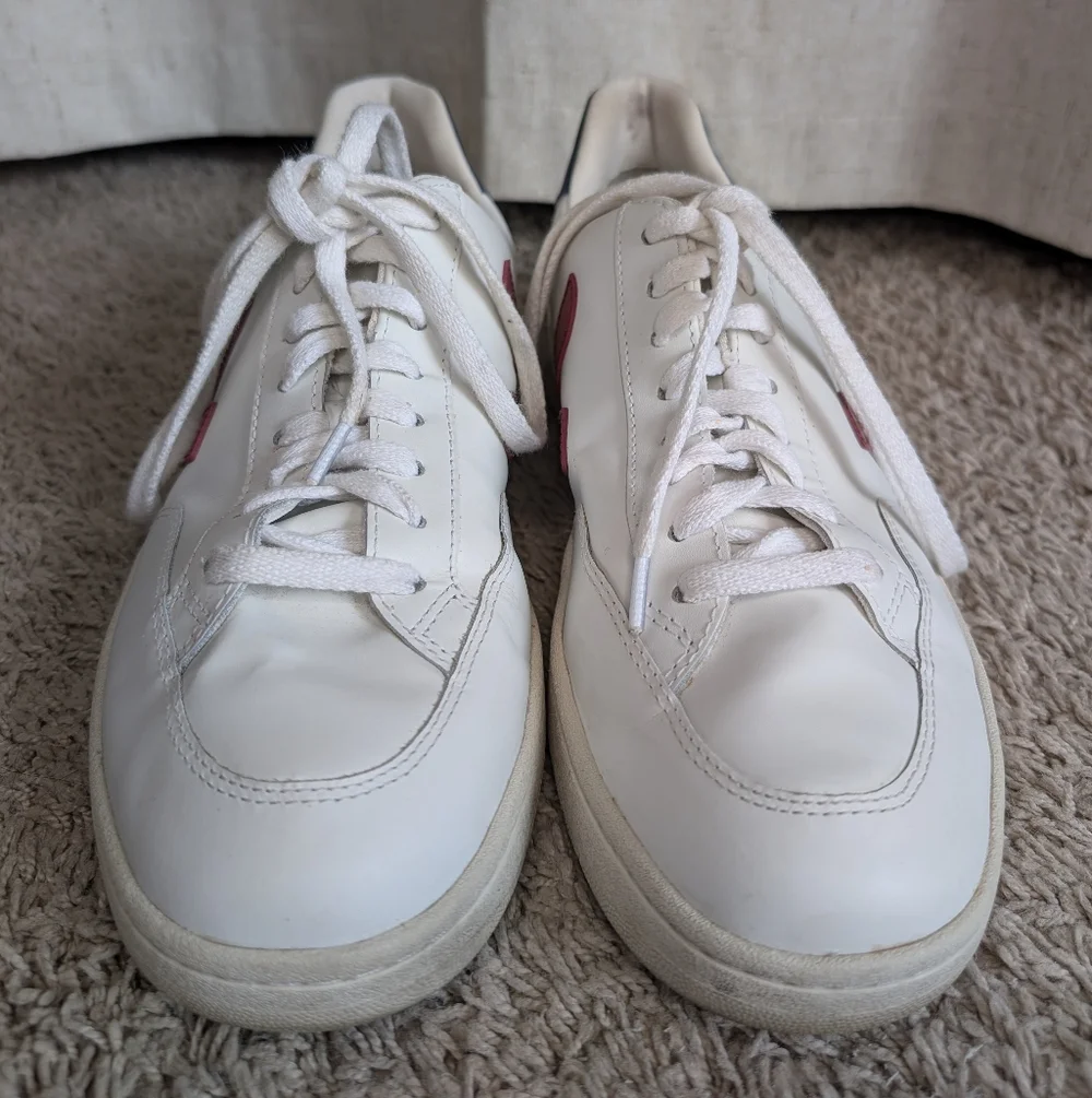 Veja V-12 Leather Men's White Sneakers Marsala Nautico Size 10.5 - Picture 5 of 10